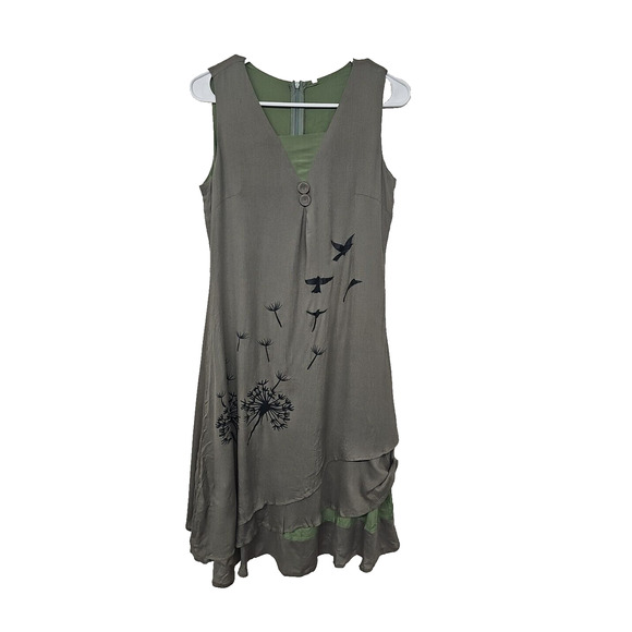LAGENLOOK Womens Sleeveless Layered Asymmetric Ruffles Bird Dress Size Small - Picture 1 of 8